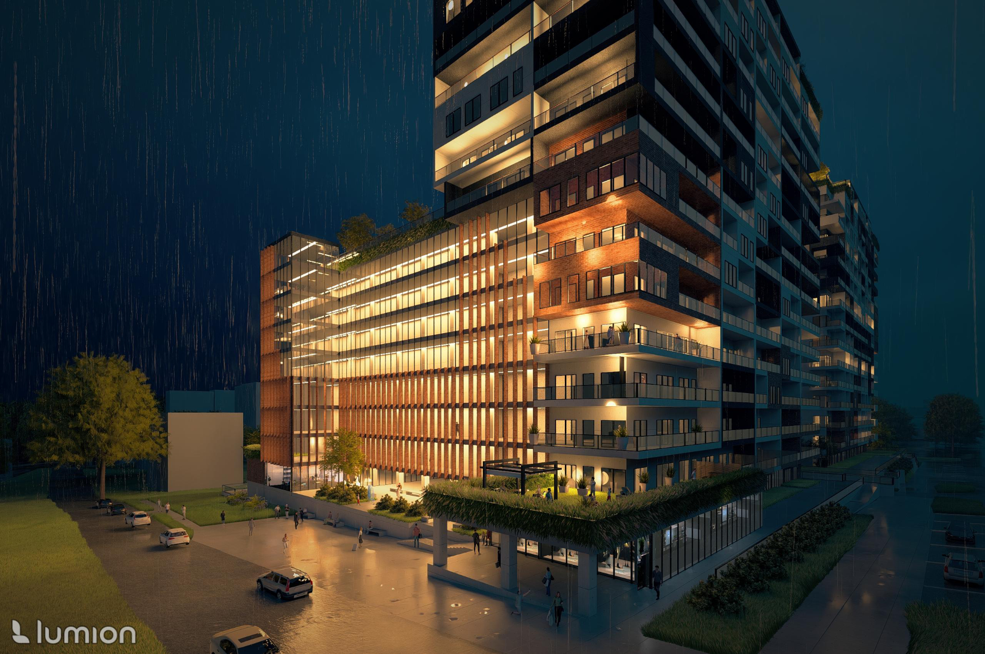 Widok nocny od strony NETTO